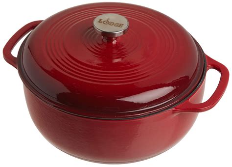 Lodge Ec6d43 Enameled Cast Iron Dutch Oven 6 Quart Island Spice Red