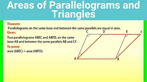 Areas Of Parallelogram And Triangles Proving The Theorems Youtube