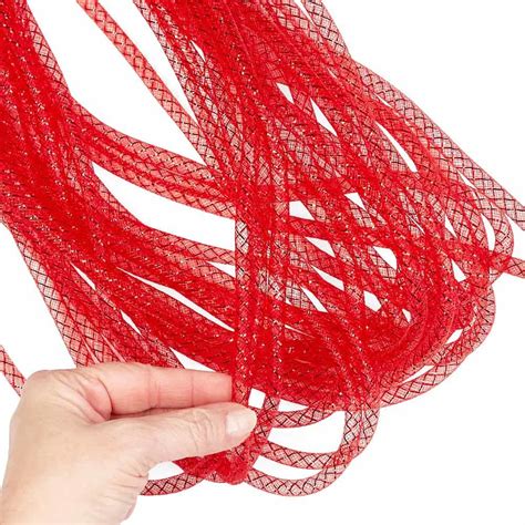 Red Poly Mesh Tubular Ribbon Valentine S Day Holiday Crafts