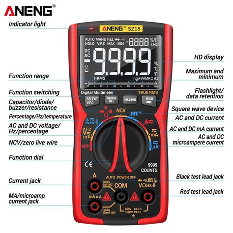 Aneng Sz18 Pro Kỹ Thuật Số Vạn Năng 9999 Chuyên Nghiệp True Rms Analog Công Xưởng Máy Vật Tư