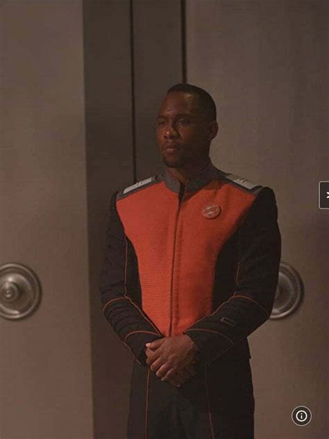 The Orville S01 J. Lee Orange and Black Leather Jacket - The Movie Fashion