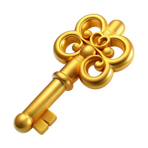 beautiful abstract golden key  render exclusive  png