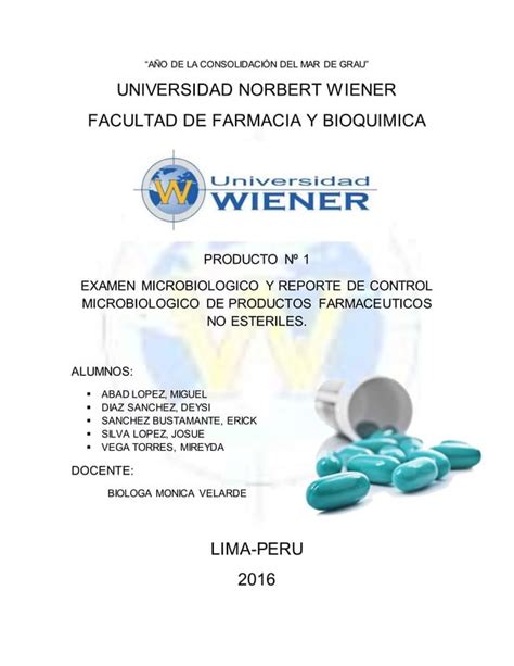 Examen Microbiologico Y Reporte De Control Microbiologico De Productos