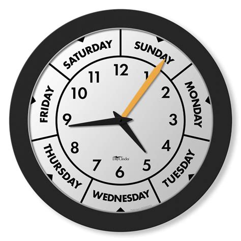 Dayclocks Time And Day Of The Week Wall Clock With 12 Modern Black Frame