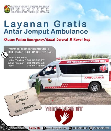 LAYANAN GRATIS ANTAR JEMPUT AMBULANCE RSUD PONGTIKU AtmaGo