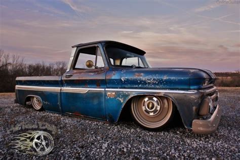 Slammed C10 Chevy Hot Rat Street Rod Patina Pickup Air Ride Bagged Ls