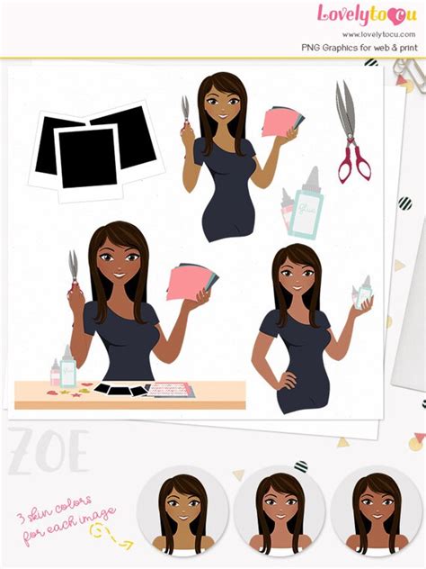 Scrapbooking Woman Character Clipart Crafter Girl Memories