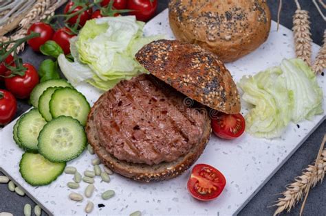 Making Tasty Vegetarian Vegan Hamburger From Plant Based Soya Beans