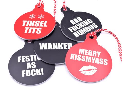 Set Of 5 Naughty Rude Christmas Tree Decoration Baubles Etsy