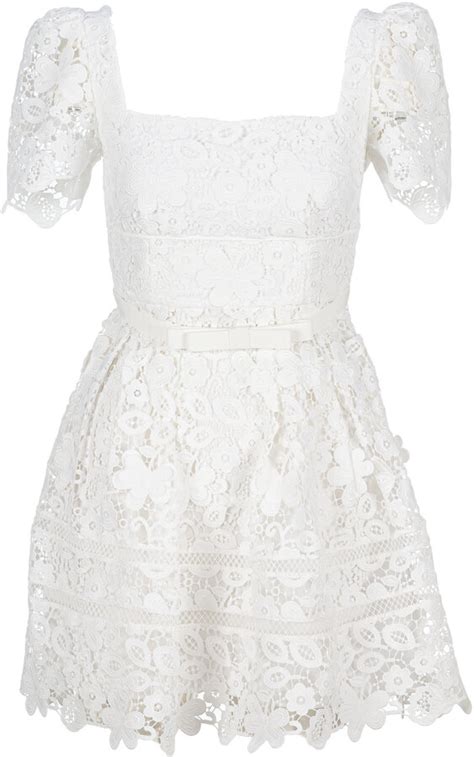 Self Portrait White Guipure Floral Lace Mini Dress Dresses Images 2022