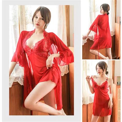 Jual Lingerie Wanita Lace Baju Tidur Babydoll Transparan Sexy Set