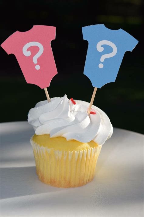 Gender Reveal Cupcake Toppers Baby Onsie Pink Or Blue Boy Or Girl