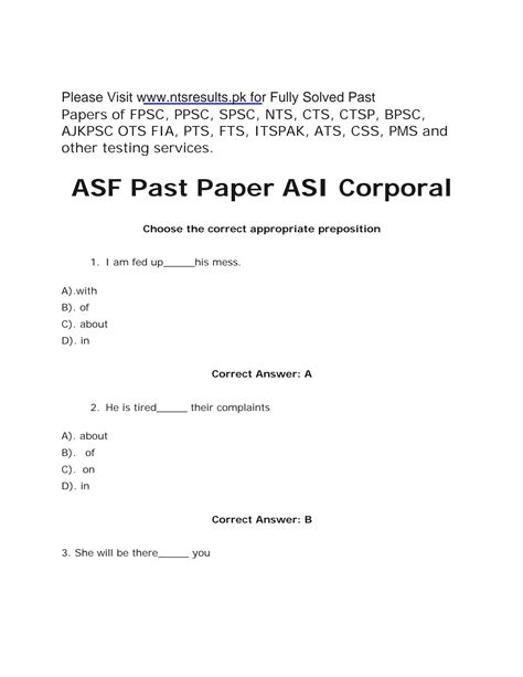 Solution Asf Past Paper Asi Corporal Studypool