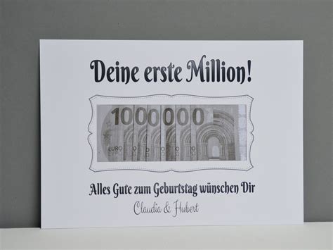 Personalisiertes Geldgeschenk Deine Erste Million Karte Etsy