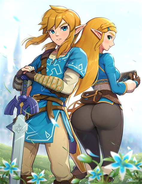 Link And Princess Zelda The Legend Of Zelda And 1 More Drawn By