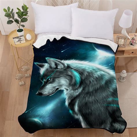 Dream Catcher Wolf Warrior Sherpa Fleece Blanket Wolf And The New Moon