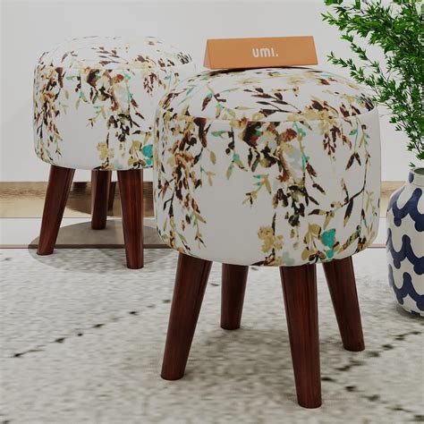 Amazon Brand Umi Stool For Living Room Set Of Printed Velvet Fabric