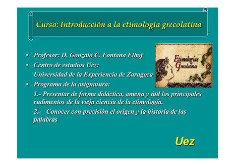 Introduccion a la etimologia grecolatina Curso Introducción a la