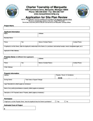 Fillable Online Marquettetownship Application For Site Plan Review