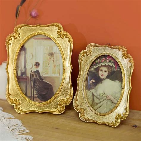 vintage gold oval picture frame antique ornate table wall mounting