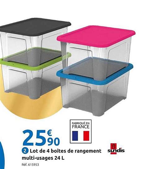 Promo Lot De 4 Boîtes De Rangement Multi usages 24l Sundis chez Mr