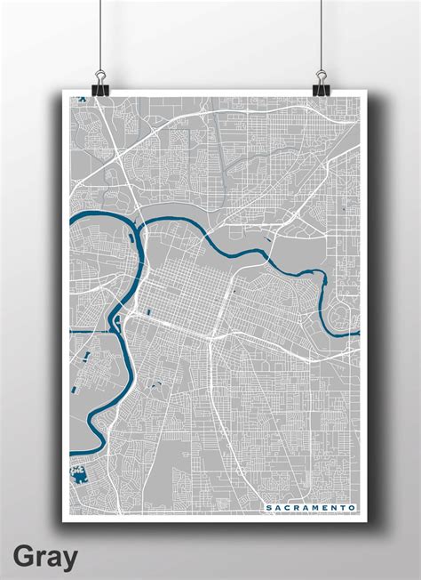 Sacramento City Map Printable Download jpg by MarinaMapPrints