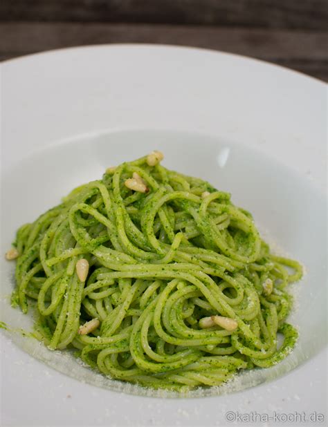 Spaghetti mit Bärlauch Pesto Katha kocht