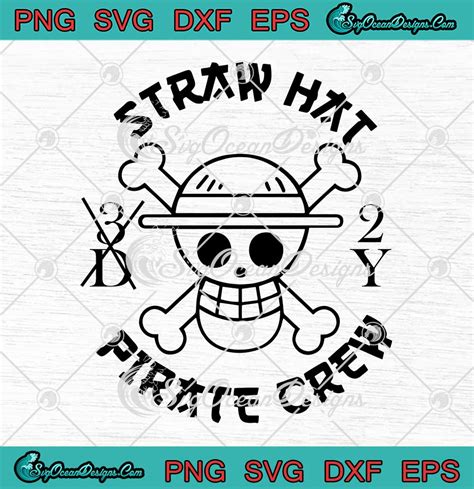 One Piece Anime Luffy Skull Straw Hat Pirate Crew Svg Png Eps Dxf