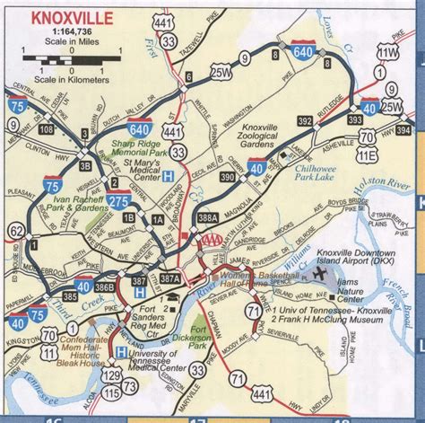 Map of Knoxville city, Tennessee - Thong Thai Real