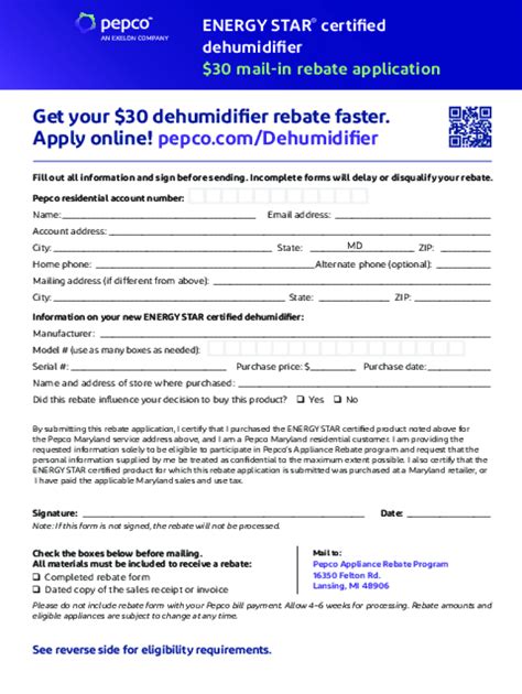 Fillable Online Get Your Dehumidifier Rebate Faster Apply Online