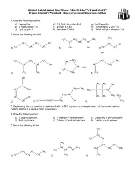 Solved NAMING AND DRAWING FUNCTIONAL GROUPS PRACTICE Chegg