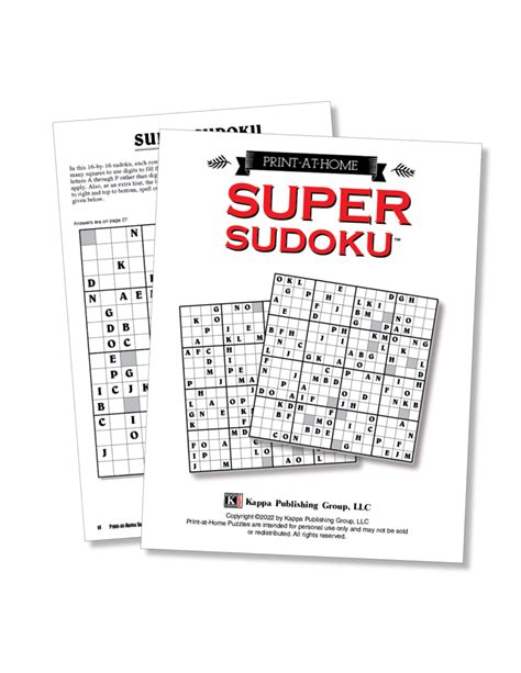 Print-at-Home Super Sudoku – Kappa Puzzles