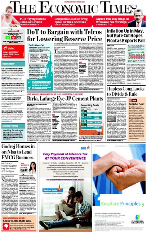 Newspaper The Economic Times India Newspapers In India Fridays