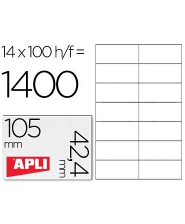 ETIQUETA ADHESIVA APLI 1277 TAMAÑO 105X42 4 MM FOTOCOPIADORA LASE