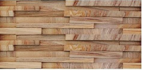 Teak Wood Color Sandstone Wall Panels Cladding Tiles Mm Rs