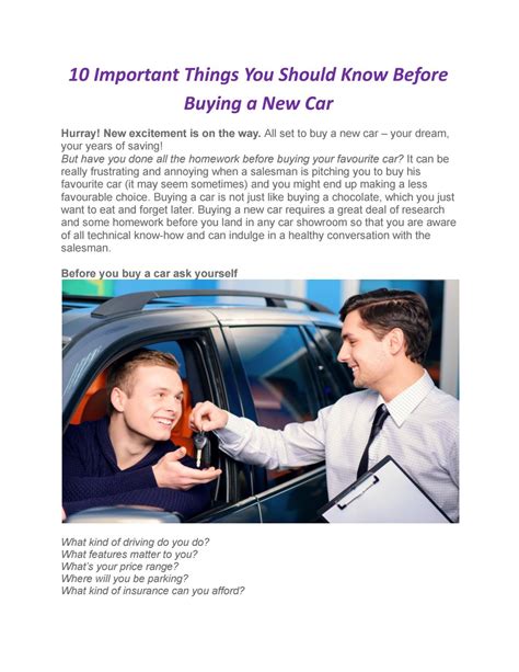 10 Important Things You Should Know Before Buying A New Car By