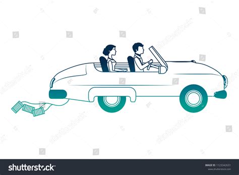 Just Married Couple Car Isolated Icon Stock Vector Royalty Free