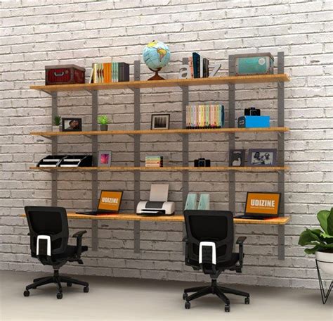 91" SlatStrip Vertical Wall Mounted Home Office Unit for 9 Shelves and ...