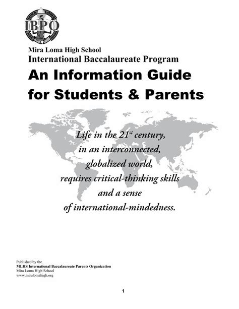 PDF Mira Loma High School International Baccalaureate Program