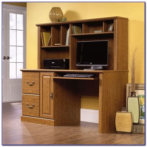 sauder beginnings computer desk    keyboard tray cinnamon
