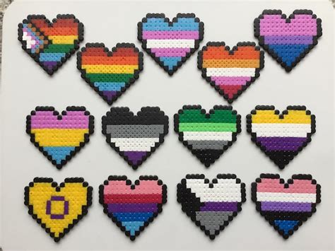 Hama Bead Lgbt Pride Pixel Hearts Cm X Cm Etsy Uk