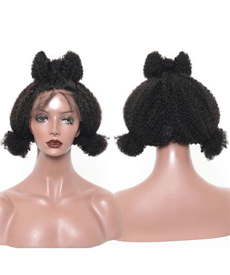 Dolago African American Afro Kinky Curly Full Lace Human Hair Wigs For