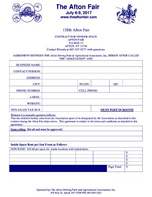 Fillable Online The Afton Fair Fax Email Print Pdffiller