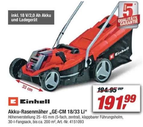 Akku Rasenm Her Ge Cm Li Einhell Angebot Bei Toom Baumarkt