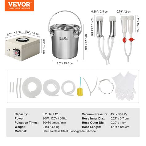 Vevor Goat Milking Machine Goat Milker L Stainless Steel Bucket