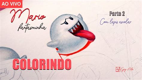 COLORINDO O FANTASMINHA DO MARIO LAPIS DE COR ESCOLAR DESENHANDO