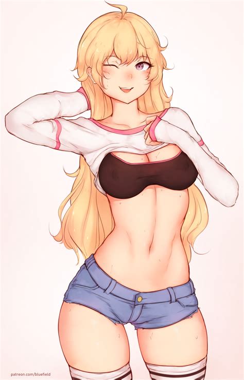 Rule 34 Blonde Hair Bluefield Breasts Cleavage Female Female Only Long Hair Rwby See Through