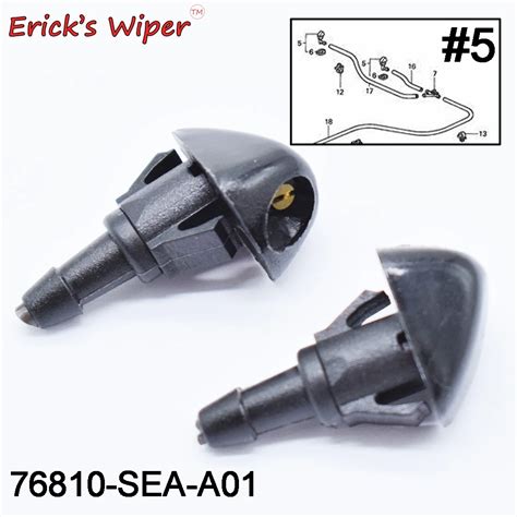 Erick S Wiper 2Pcs Front Windshield Wiper Washer Jet Nozzle For Honda