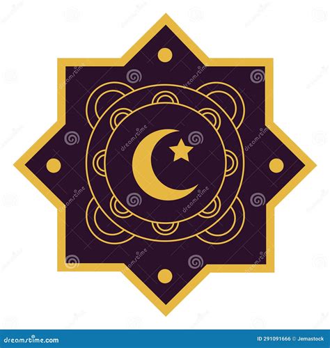 Islamic Star and Moon Design Stock Illustration - Illustration of ...