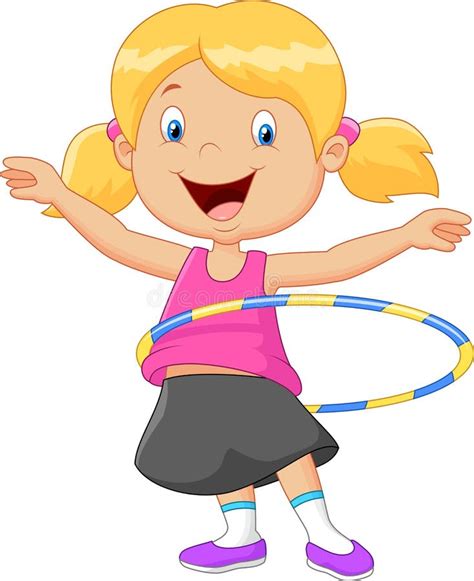 Cute Girl Cartoon Twirling Hula Hoop Stock Vector Image 55843426